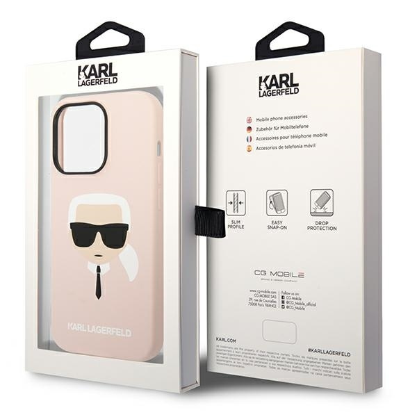 Etui KARL LAGERFELD Apple iPhone 14 Pro Max Silicone Karl`s Head Różowy Hardcase